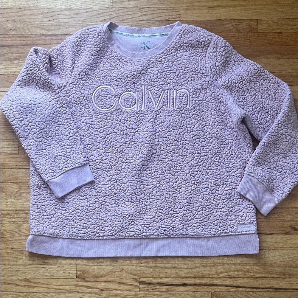 Calvin Klein Pink Embroidered Sherpa Sweater